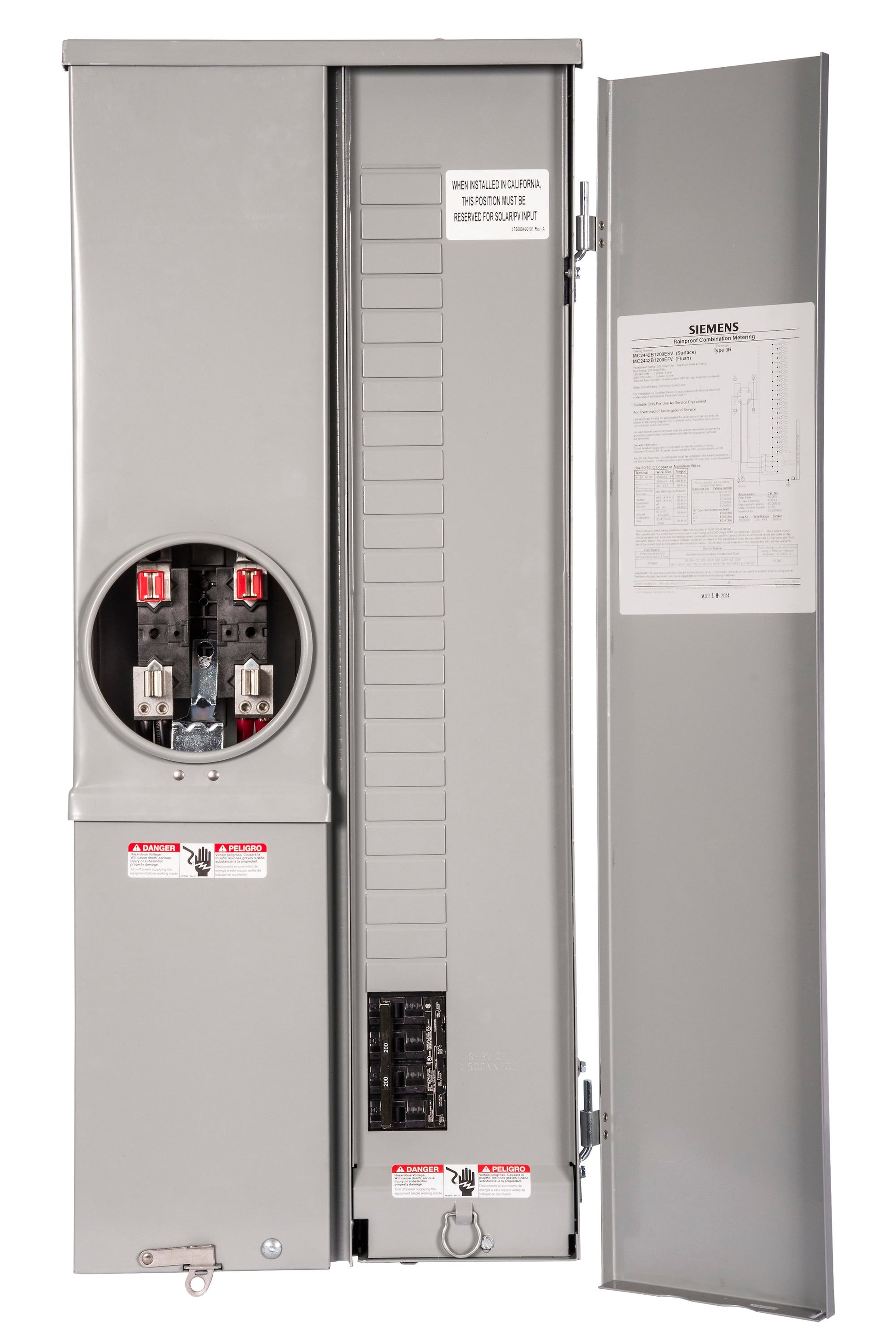 Siemens 200-Amp 24-Spaces 42-Circuit Outdoor Main Breaker Meter Combo Load Center MC2442B1200EFV