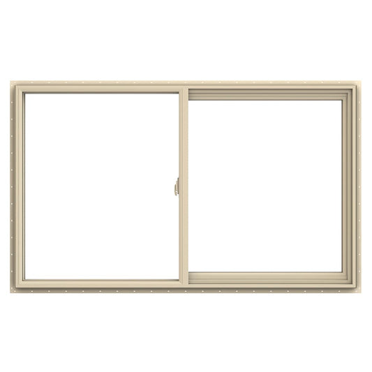 JELD-WEN V-2500 59-1/2-in x 35-1/2-in Almond Exterior Almond Interior Right-Handed Vinyl Sliding Window Annealed Glass (Full Screen Included)