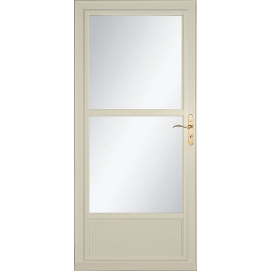 LARSON 80 Midview (Tradewinds) 36-in x 81-in Almond Aluminum Reversible Hinge Storm Door with Retractable Screen ( Polished brass Handle Included )