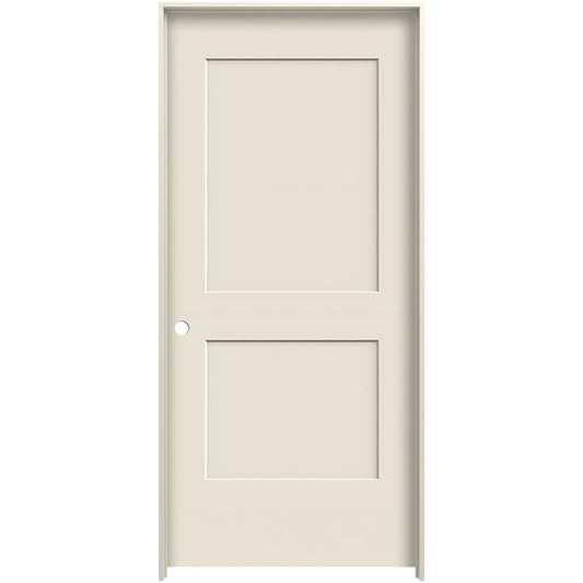 JELD-WEN 24-in x 80-in Primed Solid core 2-panel square Right hand Smooth Primed Molded composite Flat Jamb Single Prehung Interior Door
