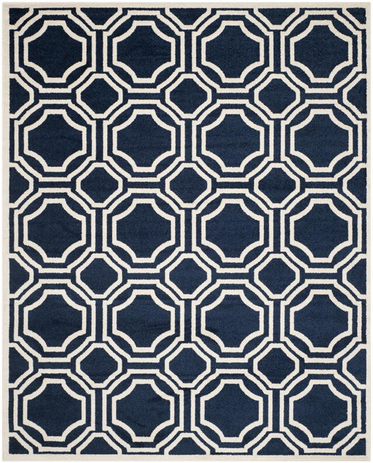 Safavieh Mosaic 10 x 14 (ft) Loomed Navy/Ivory Rectangular Indoor Trellis Area rug