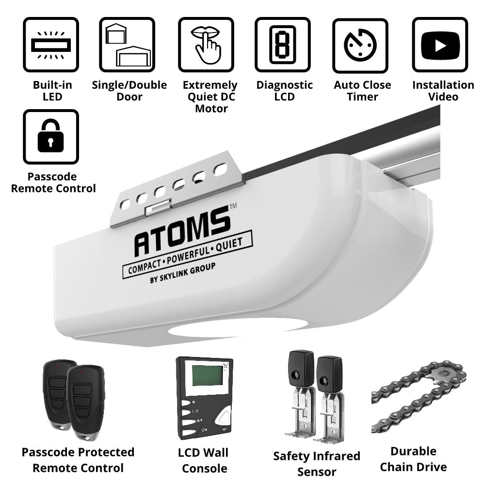 Skylink 3/4-HP Atoms Smart Chain Drive Garage Door Opener LED Light AT-1723C