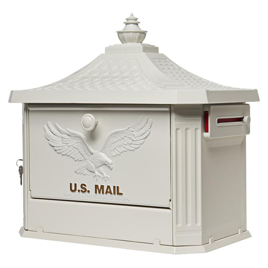 Architectural Mailboxes Post Mount White Metal Large Lockable Mailbox HM200WAM