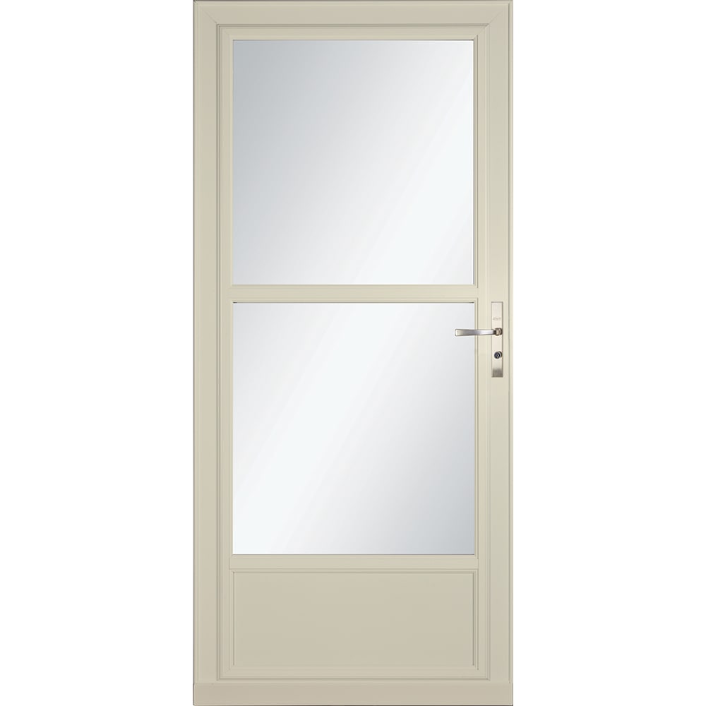 LARSON 80 Midview (Tradewinds) 32-in x 81-in Almond Aluminum Reversible Hinge Storm Door with Retractable Screen ( Brushed nickel Handle Included )
