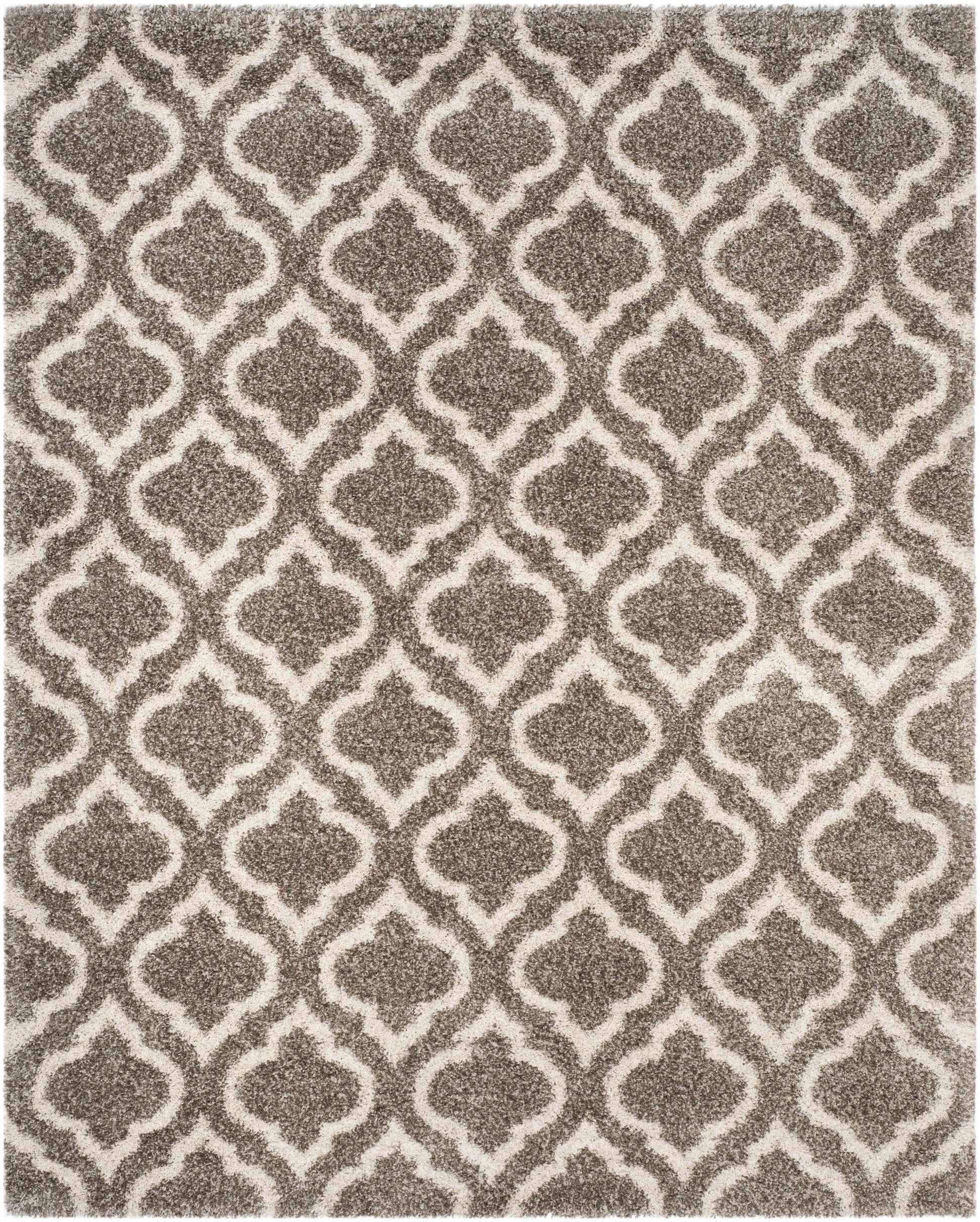 Safavieh Hudson Tensas Shag 9 x 12 (ft) Loomed Gray/Ivory Rectangular Indoor Trellis Area rug