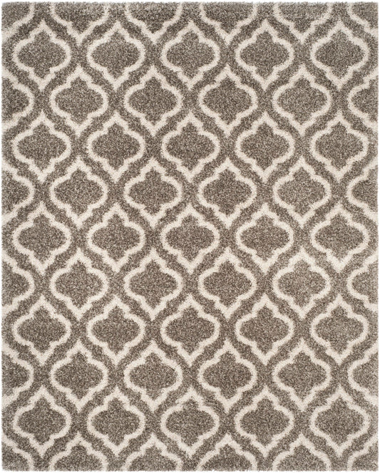 Safavieh Hudson Tensas Shag 9 x 12 (ft) Loomed Gray/Ivory Rectangular Indoor Trellis Area rug