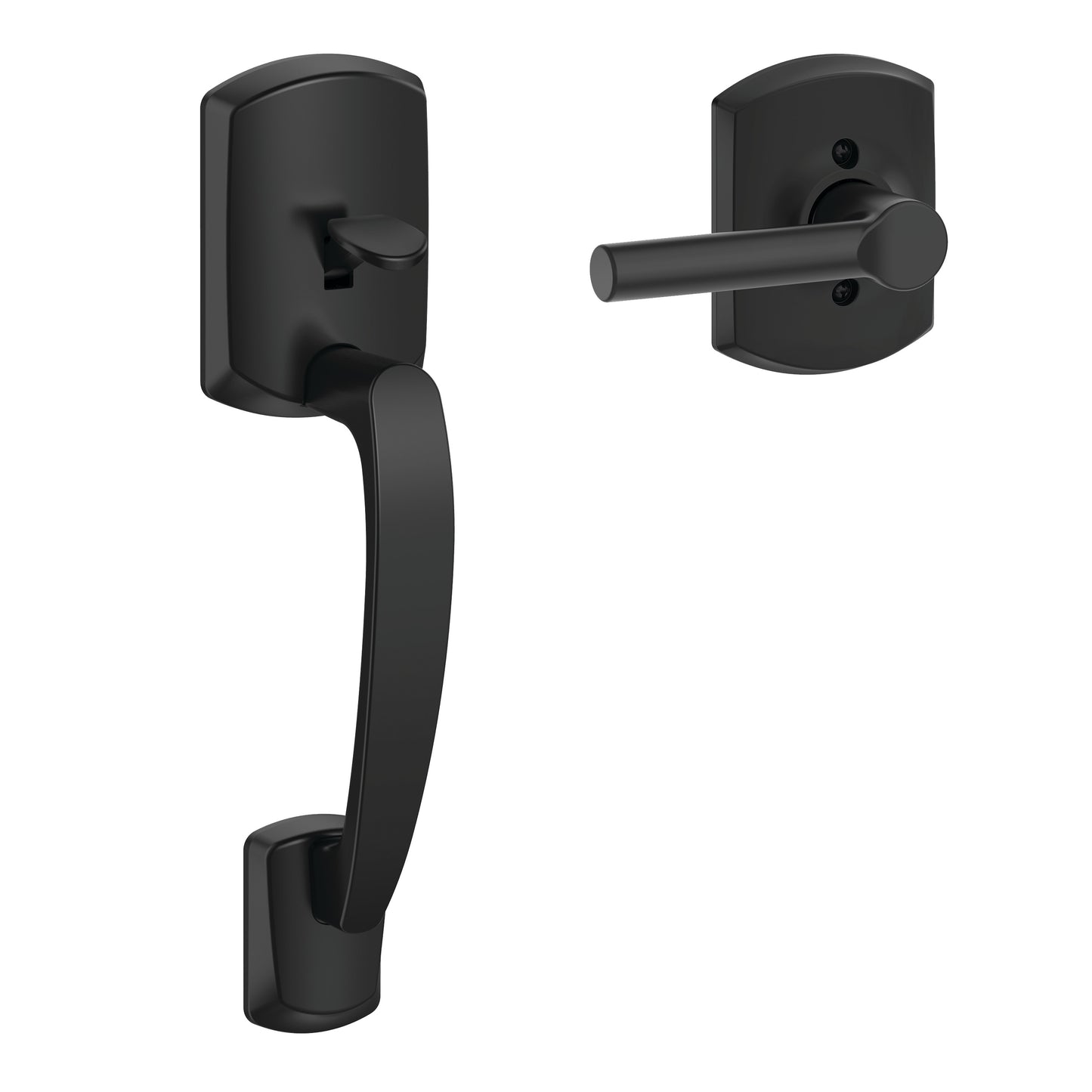 Schlage Greenwich Matte Black Entry Door Handleset with Broadway Lever FE285GGRW622BRWGRW