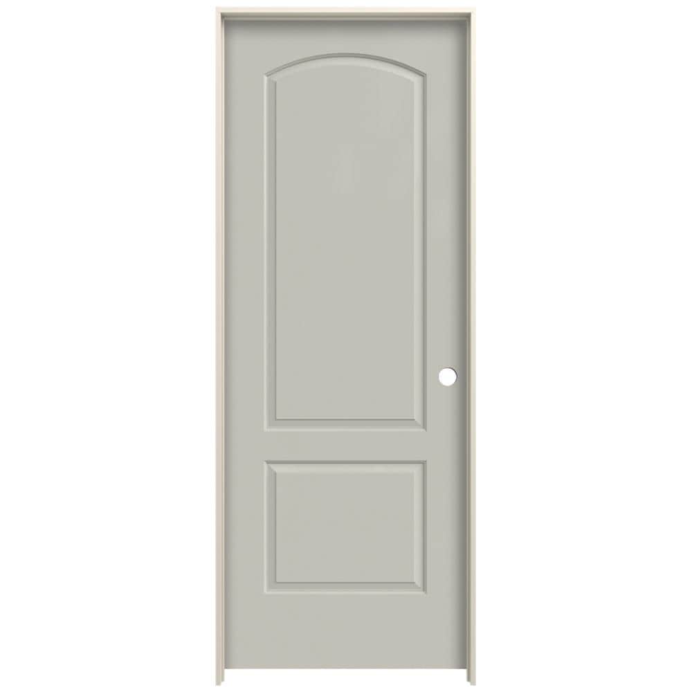JELD-WEN 30-in x 80-in Ash Solid core 2-panel round top Left hand Smooth Prefinished Molded composite Flat Jamb Single Prehung Interior Door