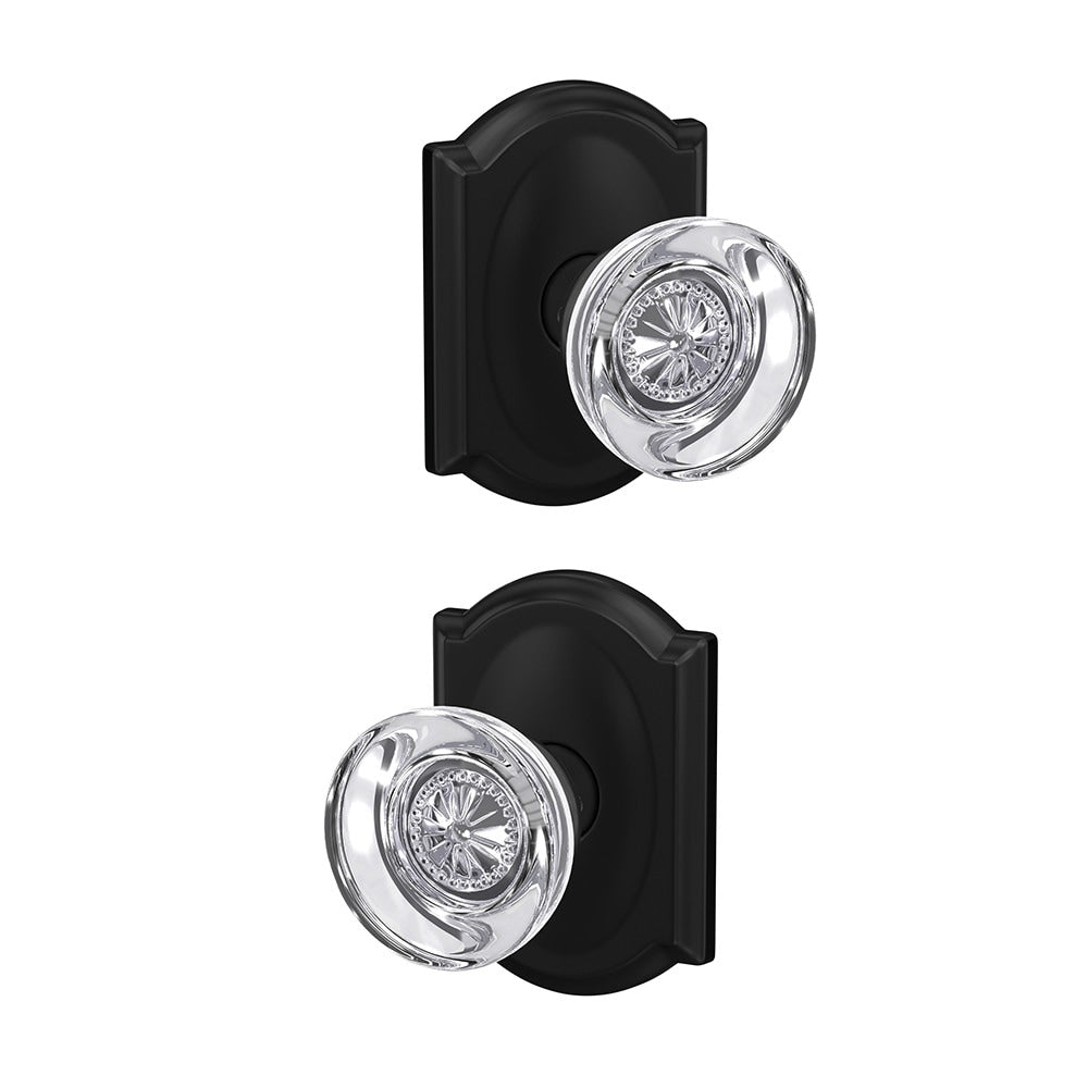 Schlage Custom Hobson- Camelot Matte Black Interior Bed/Bath Hall/Closet Combined Door Knob FC21 HOB 622 CAM