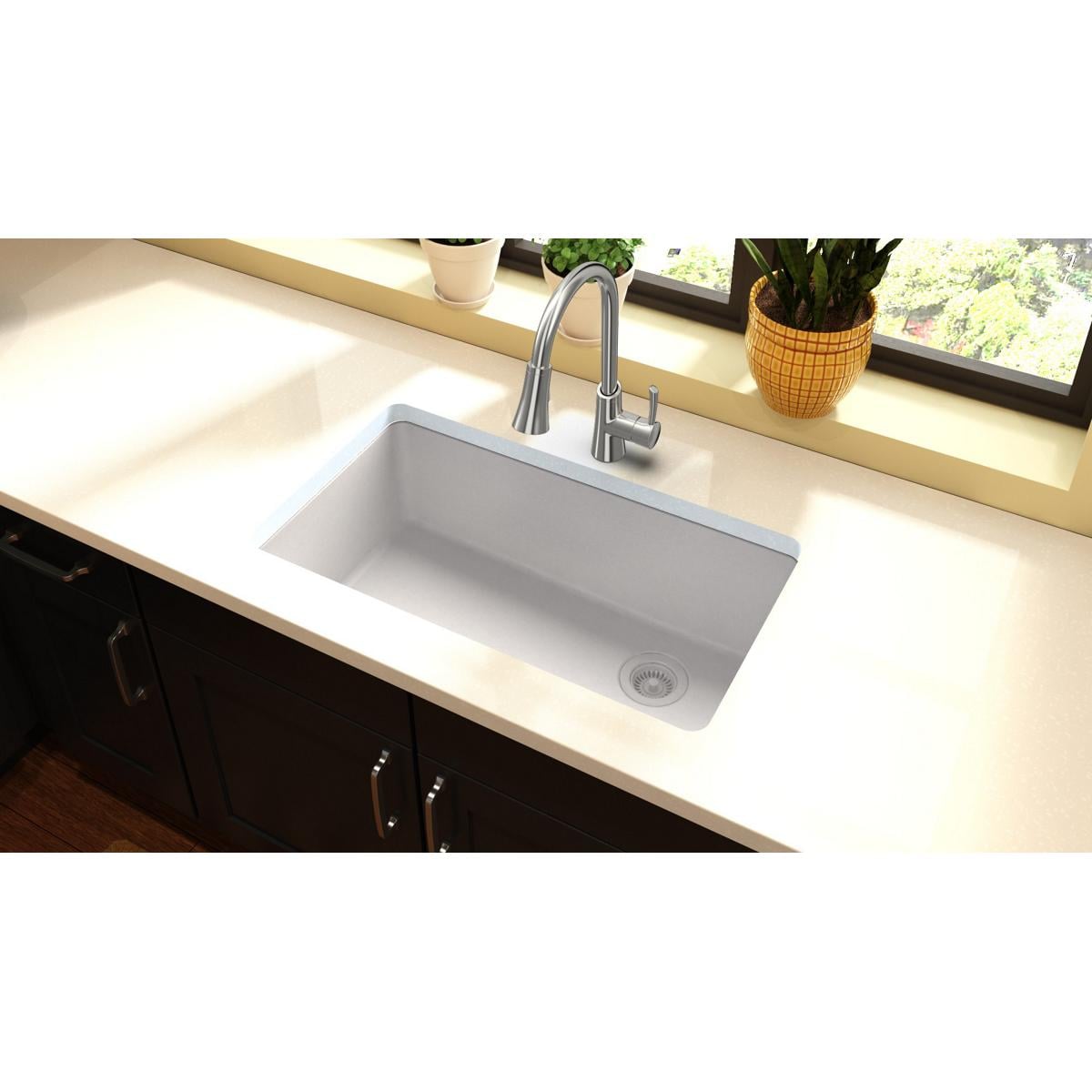 Elkay Quartz Classic Undermount 33.0-in x 18.768-in Quartz Single bowl Kitchen Sink