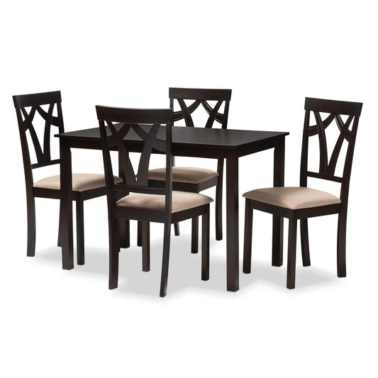 Baxton Studio Sylvia Brown Contemporary/Modern Dining Room Set with Rectangular Table ( Seats 4 )