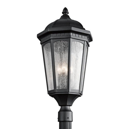 Kichler Courtyard 27.5-in Textured Black Traditional Outdoor Light post lantern 1253780