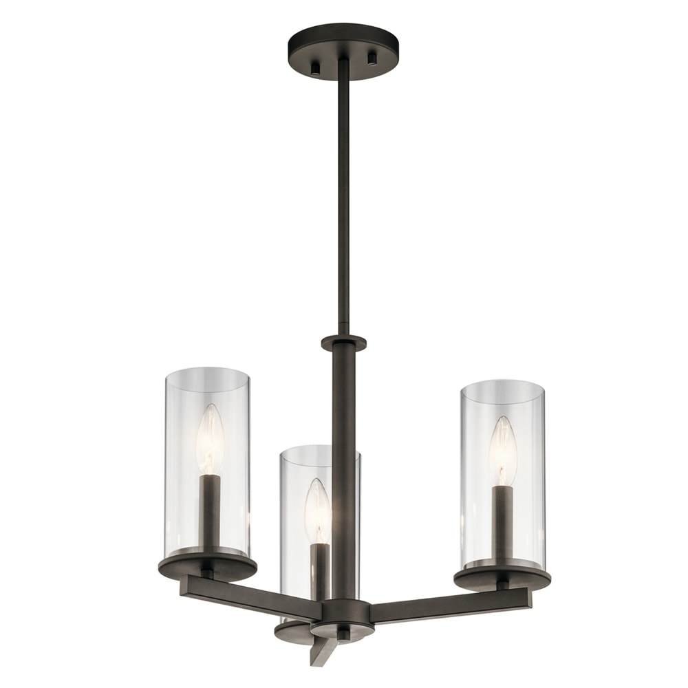 Kichler Crosby 3 -Light Bronze Modern/contemporary For Use in Dining Rooms, Foyers, Kitchens, Living Rooms Chandelier 1252792
