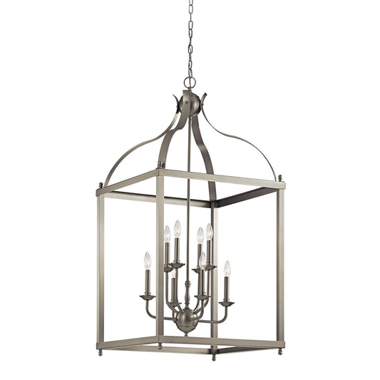 Kichler Larkin 8 -Light Brushed Nickel Transitional Lantern Large Hanging Pendant light 1253191