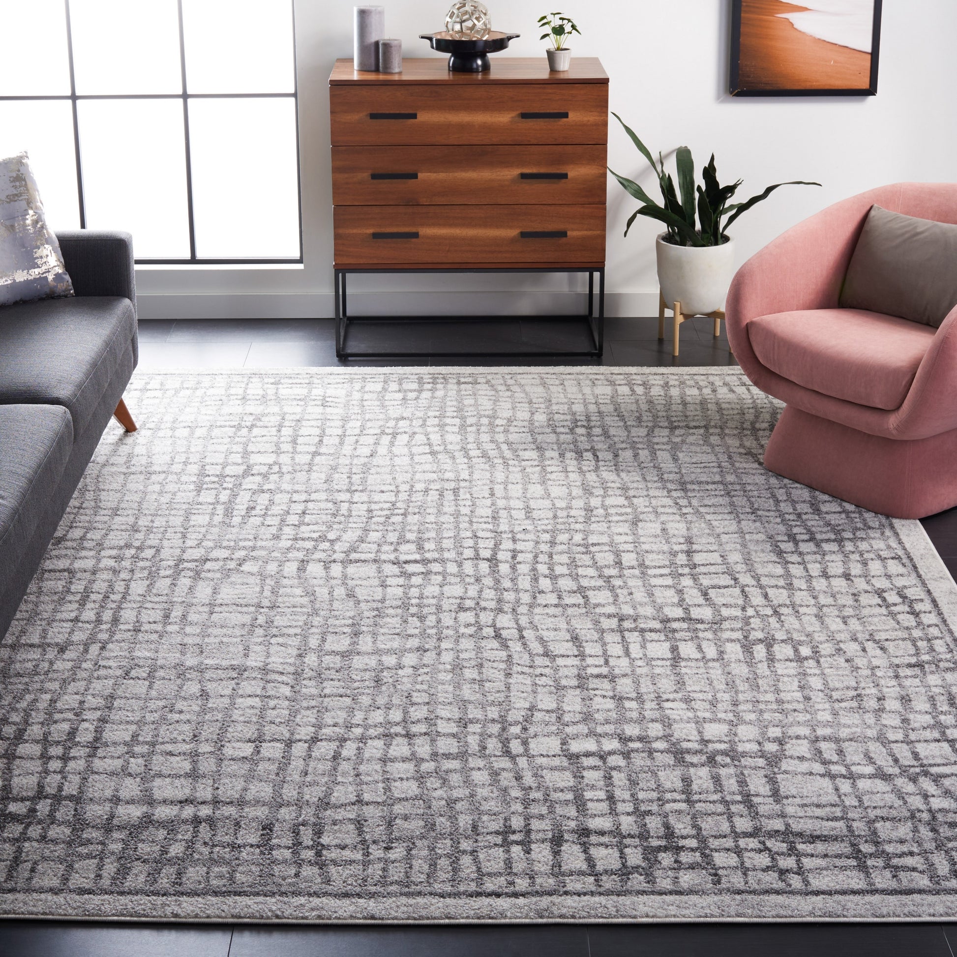 Safavieh Adirondack Shilo 12 x 18 (ft) Loomed Silver/Ivory Rectangular Indoor Abstract Moroccan Area rug