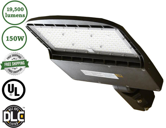 LED Trail LED Trail Astoria LED Shoebox/Pole/Area Light 18750-Lumen 150-Watt Black Line Voltage Hardwired Smart LED Flood Light 43150-5000K