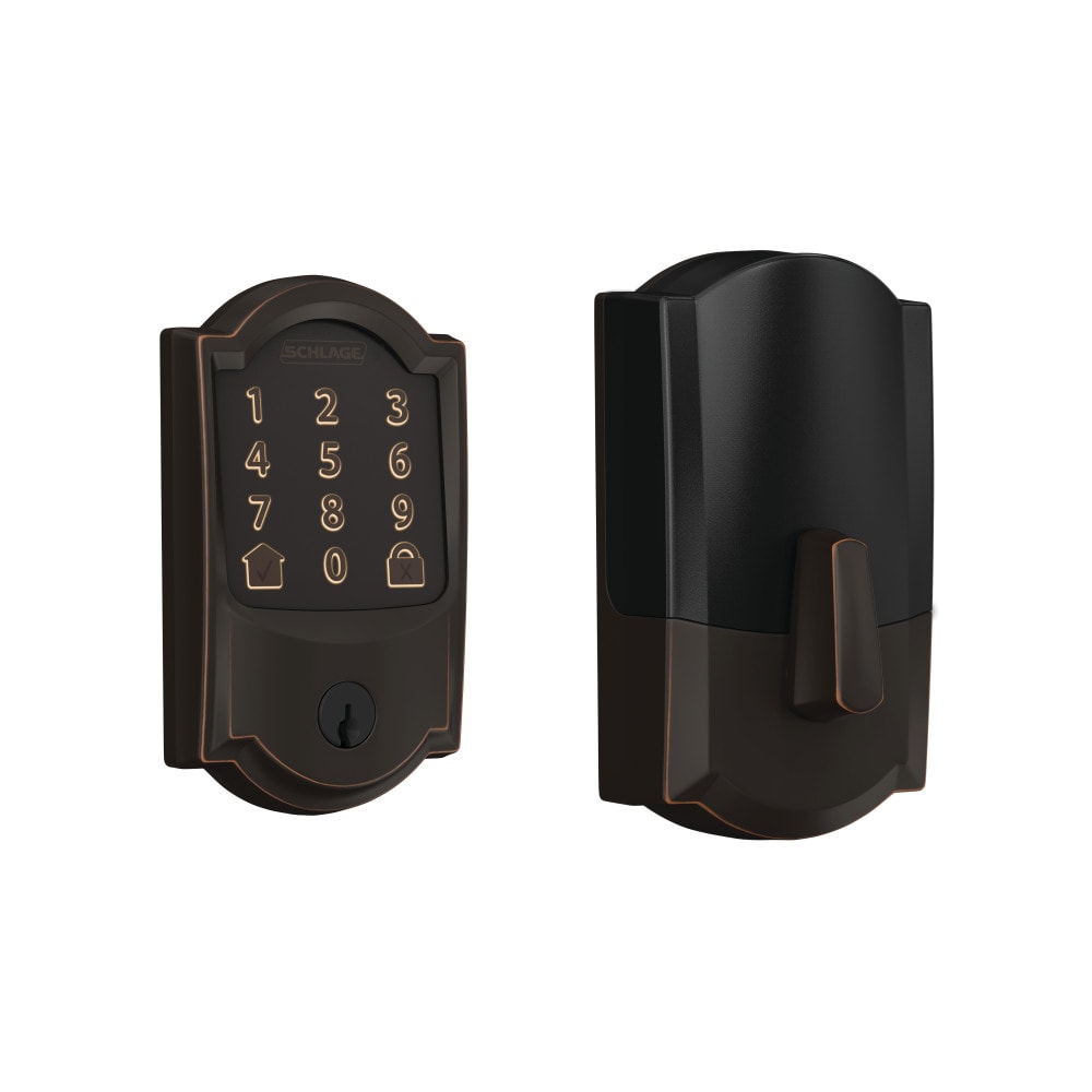 Schlage Encode Camelot Aged Bronze Smart Lock Electronic Deadbolt with Wifi Touchscreen Keypad BE489WB V CAM 716