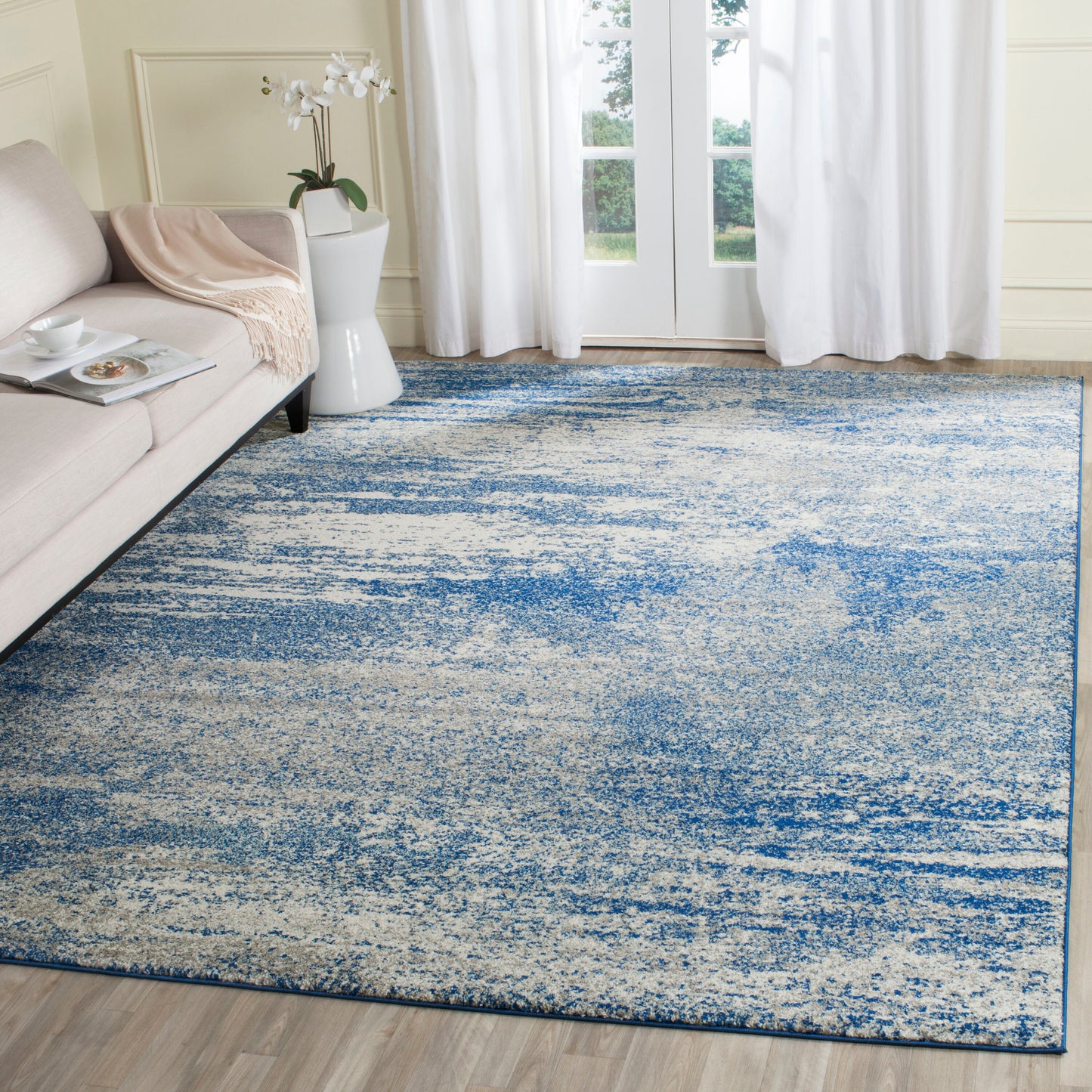 Safavieh Evoke Sorente 11 x 15 (ft) Loomed Navy/Ivory Rectangular Indoor Abstract Industrial Area rug
