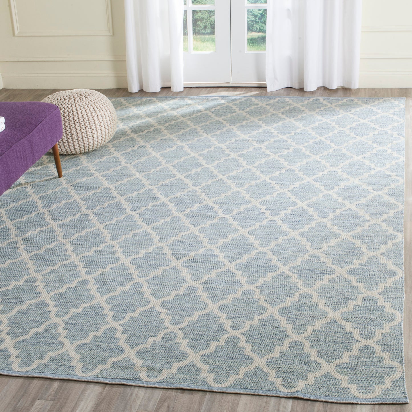Safavieh Montauk Bolsa 11 x 15 (ft) Light Blue/Ivory Rectangular Indoor Trellis Coastal Area rug
