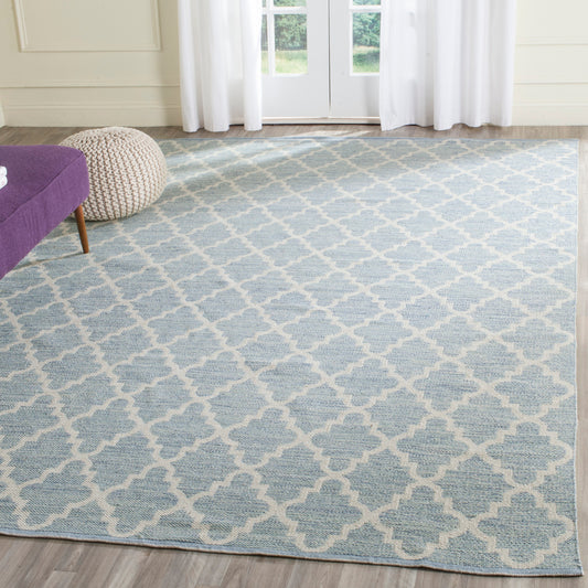 Safavieh Montauk Bolsa 11 x 15 (ft) Light Blue/Ivory Rectangular Indoor Trellis Coastal Area rug