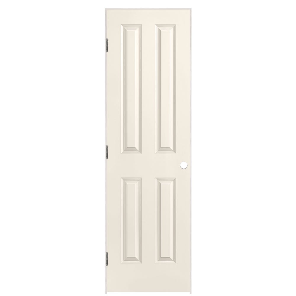 Masonite 24-in x 80-in Moonglow Solid core 4 panel square Right hand Smooth Prefinished Molded composite Flat Jamb Single Prehung Interior Door