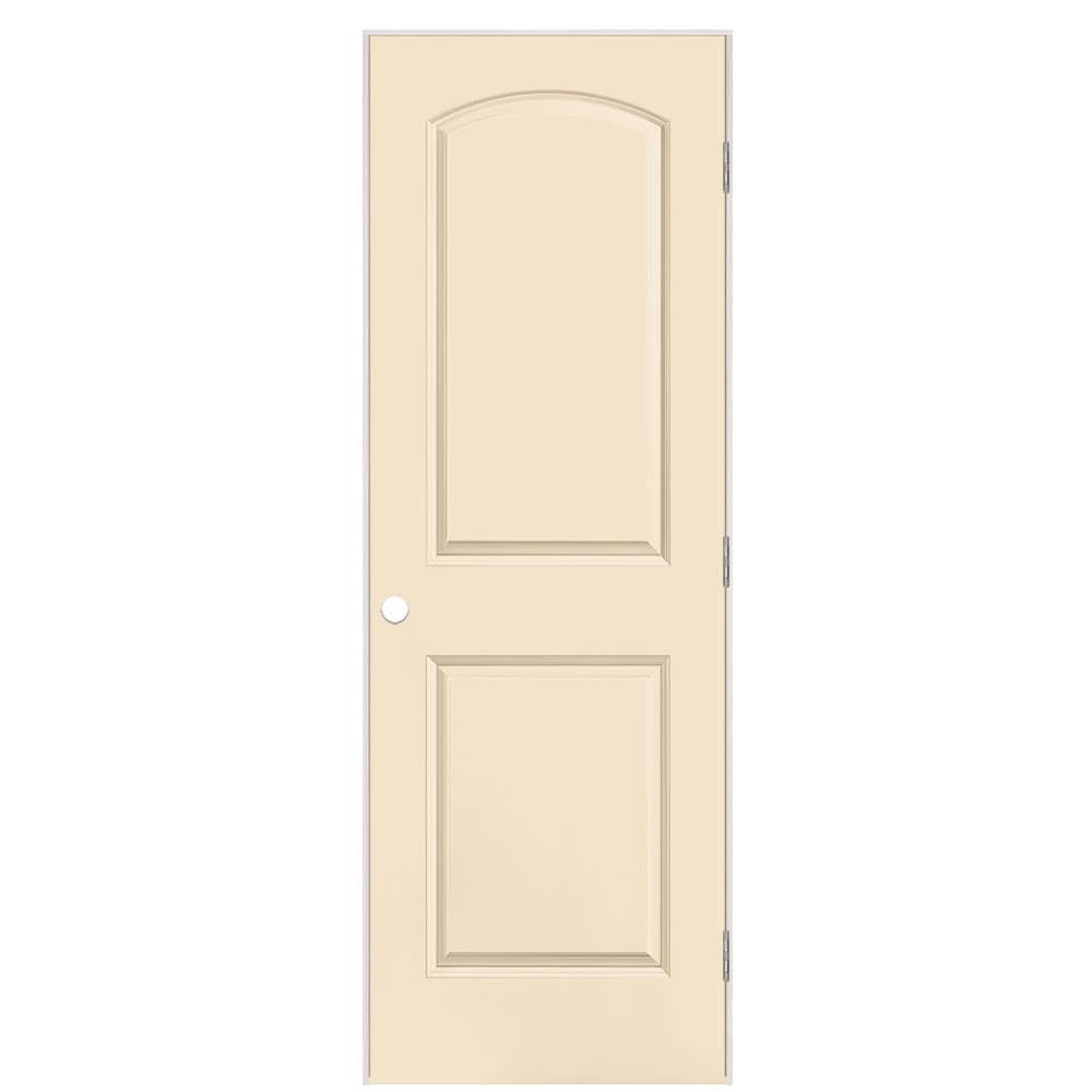 Masonite 28-in x 80-in Cream N Sugar Hollow core 2-panel round top Left hand Smooth Prefinished Molded composite Flat Jamb Single Prehung Interior Door