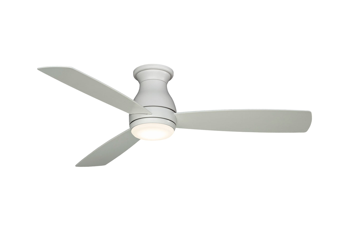 Fanimation Hugh 52-in Integrated LED Outdoor Flush Mount Matte White with Matte White Blades Ceiling Fan With Light - Remote Included ( 3 -Blade ) 1391614