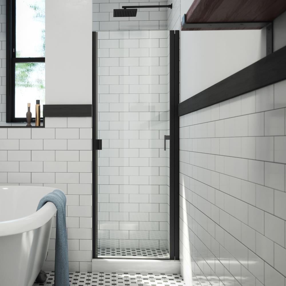 Arizona Shower Door R-Door Matte Black 28-in W x 66-in H Semi-frameless Clear Glass Hinged Shower door