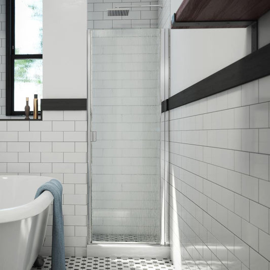 Arizona Shower Door R-Door Polished Chrome 27-in W x 69-in H Semi-frameless Patterned Glass Hinged Shower door