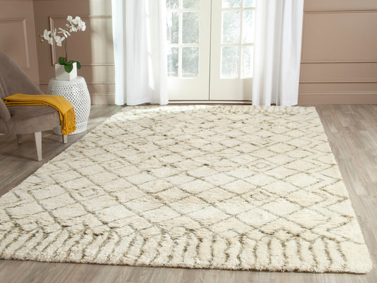 Safavieh Casablanca Santina 9 x 12 (ft) Tufted Wool Ivory/Green Rectangular Indoor Abstract Moroccan Area rug