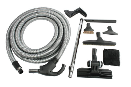Cen-Tec Systems Central Vacuum Attachment Kit - 30 Ft. Hose, Chrome Telescopic Wand, and Multiple Tools - Compatible with Major Brands 92718