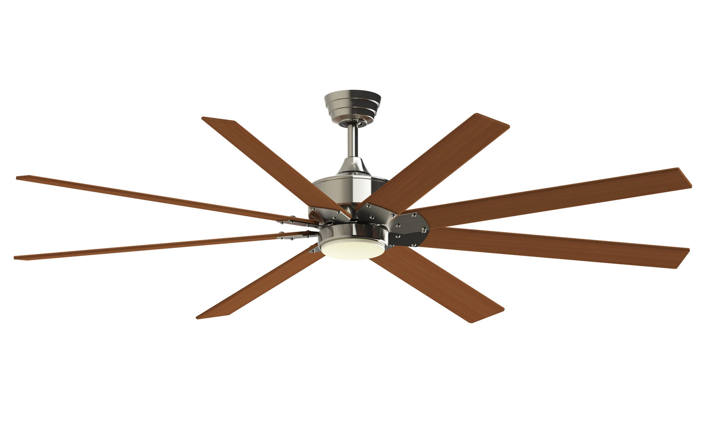 Fanimation Levon Custom 72-in Brushed Nickel with Cherry Blades Color-changing Integrated LED Indoor/Outdoor Smart Ceiling Fan with Light and Remote (8-Blade) FPD7912BBN-72CY-LK