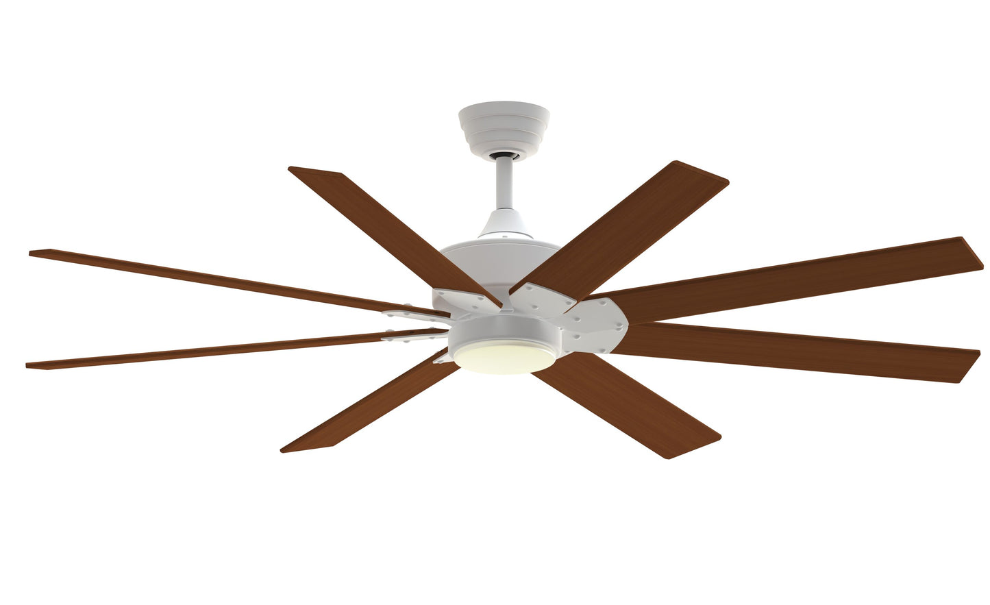 Fanimation Levon Custom 64-in Matte White with Cherry Blades Color-changing Integrated LED Indoor/Outdoor Smart Ceiling Fan with Light and Remote (8-Blade) FPD7912BMW-64CY-LK