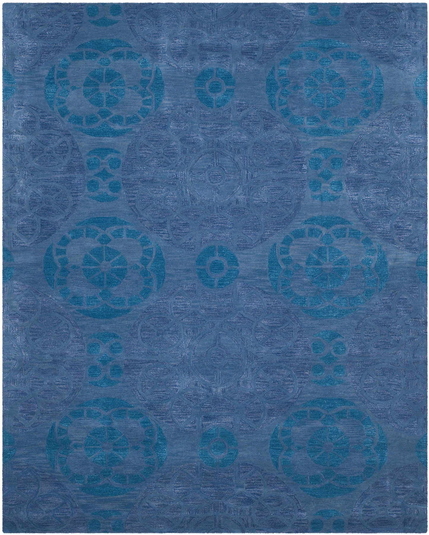 Safavieh Wyndham Hutton 8 x 10 (ft) Tufted Wool Blue Rectangular Indoor Abstract Bohemian/Eclectic Area rug