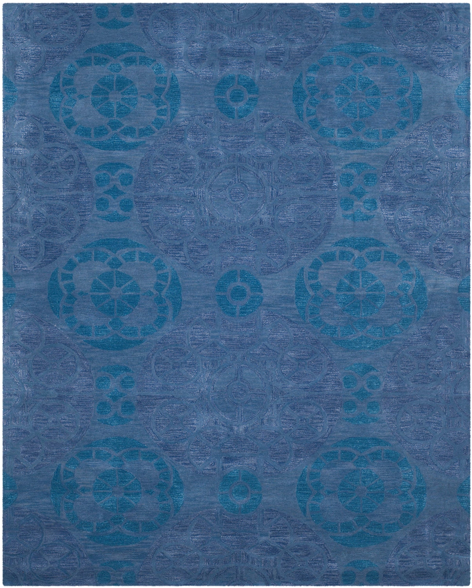 Safavieh Wyndham Hutton 8 x 10 (ft) Tufted Wool Blue Rectangular Indoor Abstract Bohemian/Eclectic Area rug