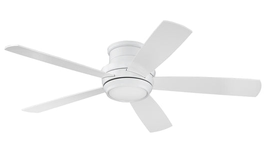 Craftmade Tempo 52-in Integrated LED Flush Mount White with White Blades Ceiling Fan With Light - Remote Included ( 5 -Blade )