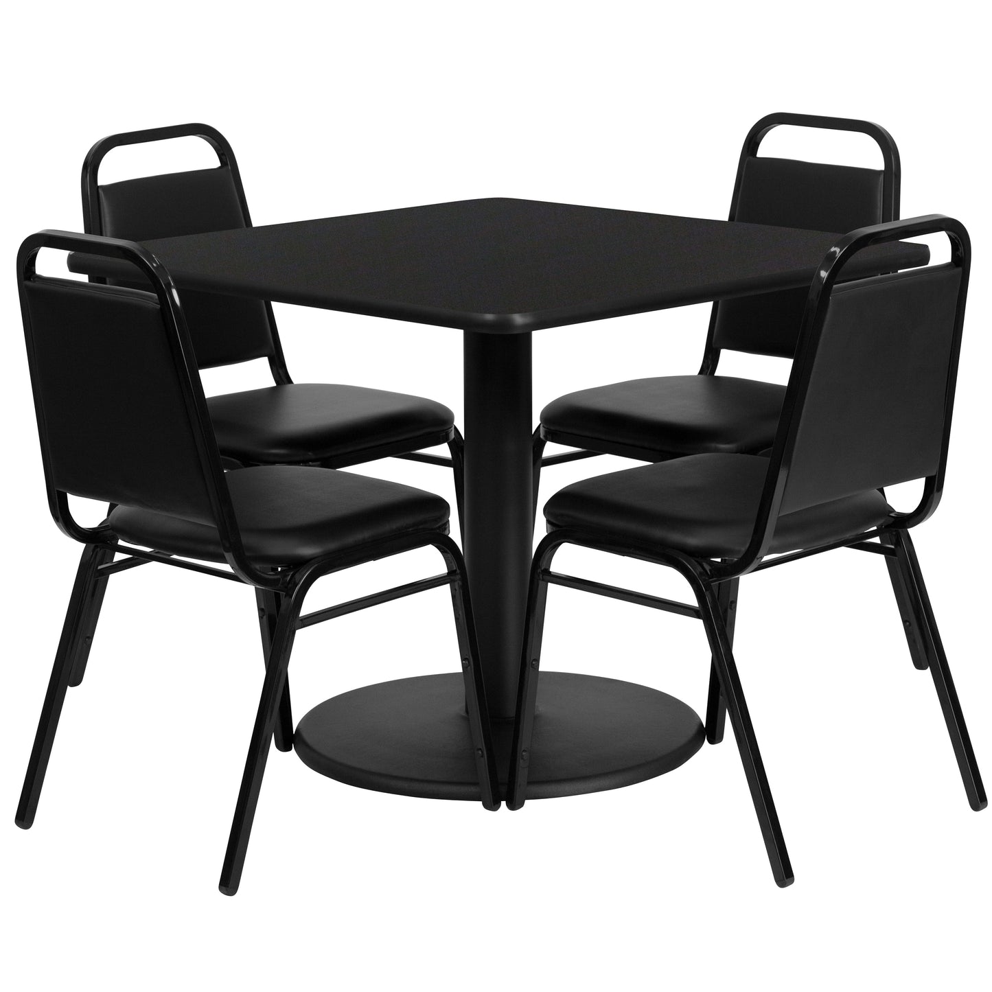 Flash Furniture Black Top/Black Vinyl Seat Traditional Dining Room Set with Square Table ( Seats 4 )