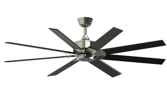 Fanimation Levon Custom 64-in Brushed Nickel with Black Blades Indoor/Outdoor Smart Ceiling Fan Light Kit Compatible and Remote (8-Blade) FPD7912BBN-64BL