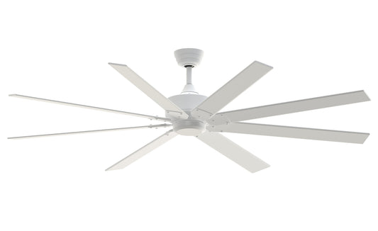 Fanimation Levon Custom 72-in Matte White Indoor/Outdoor Smart Ceiling Fan Light Kit Compatible and Remote (8-Blade) FPD7912BMW-72MW