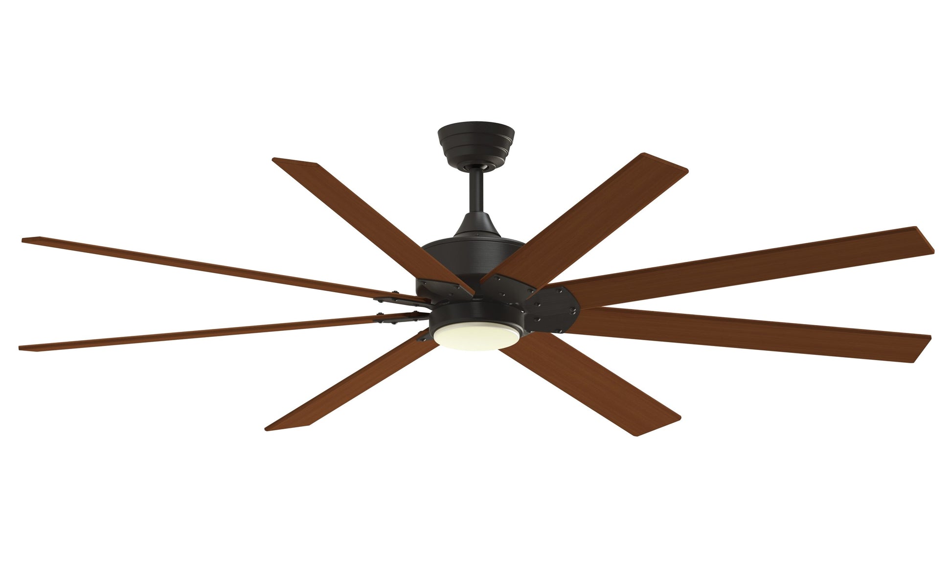Fanimation Levon Custom 72-in Dark Bronze with Cherry Blades Color-changing Integrated LED Indoor/Outdoor Smart Ceiling Fan with Light and Remote (8-Blade) FPD7912BDZ-72CY-LK