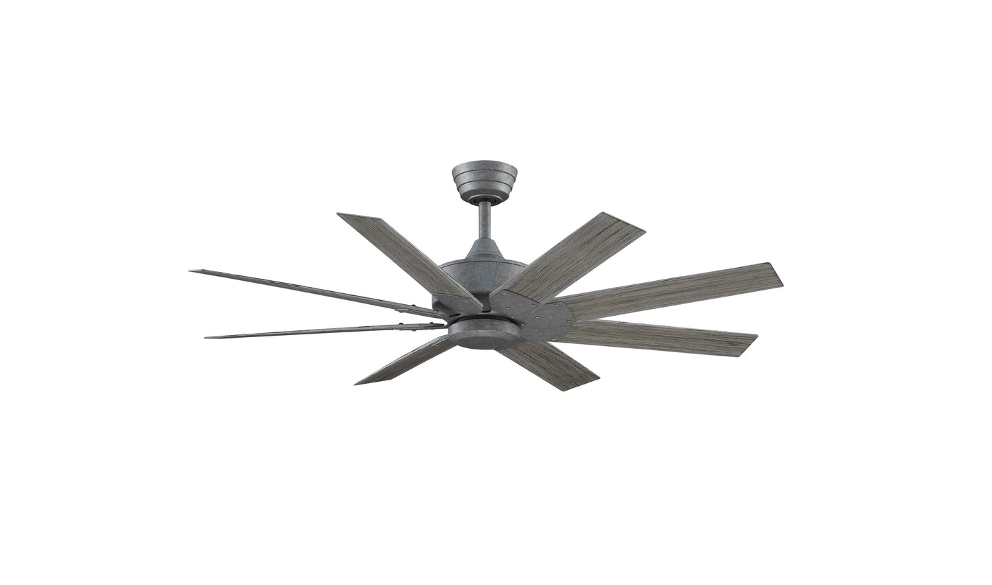 Fanimation Levon Custom 52-in Galvanized with Weathered Wood Blades Indoor/Outdoor Smart Ceiling Fan Light Kit Compatible and Remote (8-Blade) FPD7912BGZ-52WE