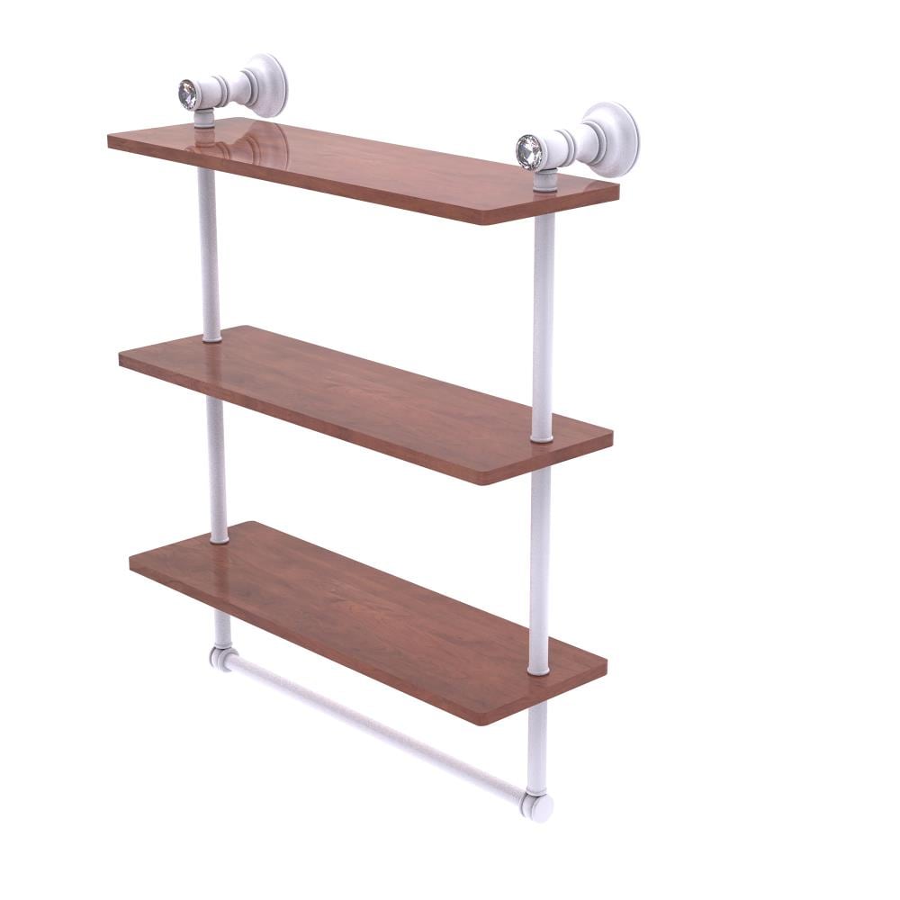 Allied Brass Carolina Crystal Matte White 3 -Tier Wall mount Bathroom Shelf ( 16-in x 19.7-in x 5-in )