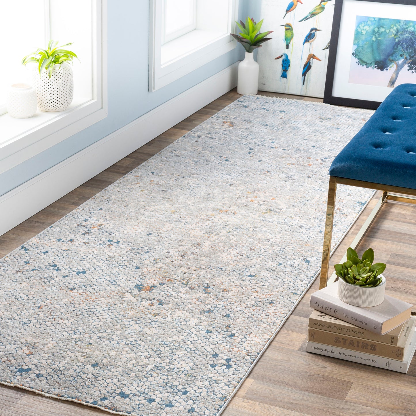 Surya Presidential 2 x 8 (ft) Flatweave Gray Rectangular Indoor Abstract Industrial Pet Friendly Runner rug