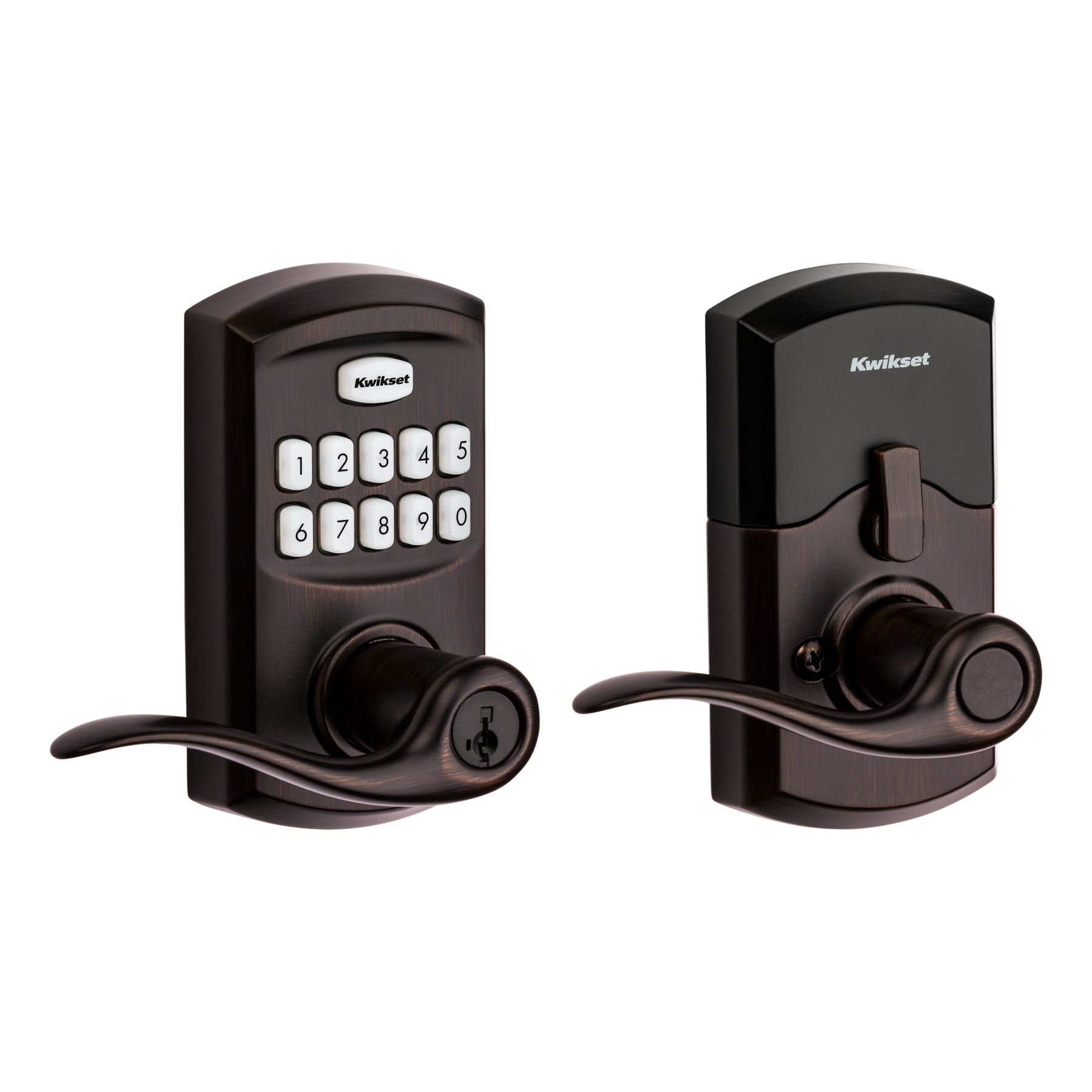 Kwikset SmartCode 917 Venetian Bronze Electronic Handle Smartkey with Keypad 917TNL 11P SMT