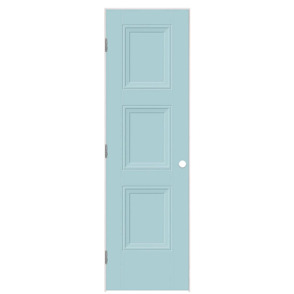 Masonite 24-in x 80-in Sea Mist Solid core 3-panel square Right hand Smooth Prefinished Molded composite Flat Jamb Single Prehung Interior Door