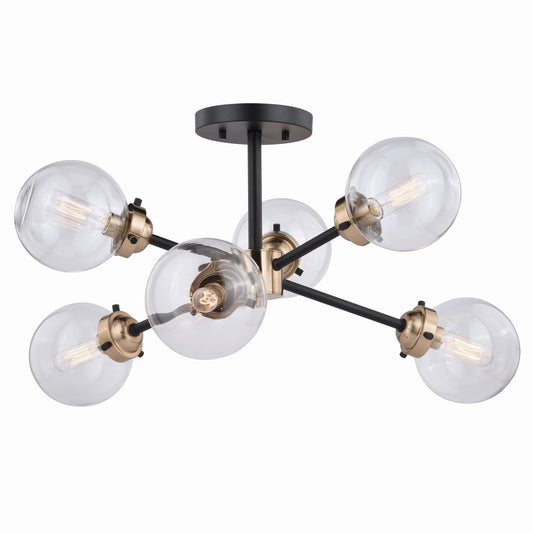 Cascadia Orbit 6 -Light 25-in Oil rubbed Bronze Semi Flush Mount Light