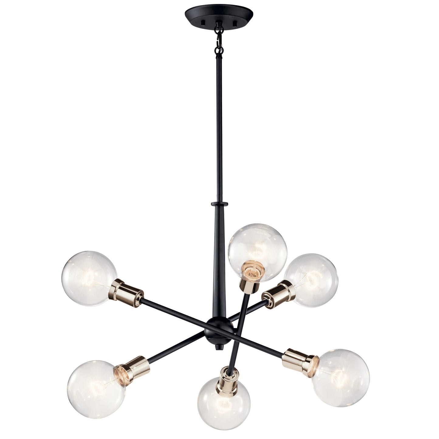 Kichler Armstrong 6 -Light Black Mid-century For Use in Bedrooms, Dining Rooms, Foyers, Kitchens, Living Rooms Chandelier 1477231