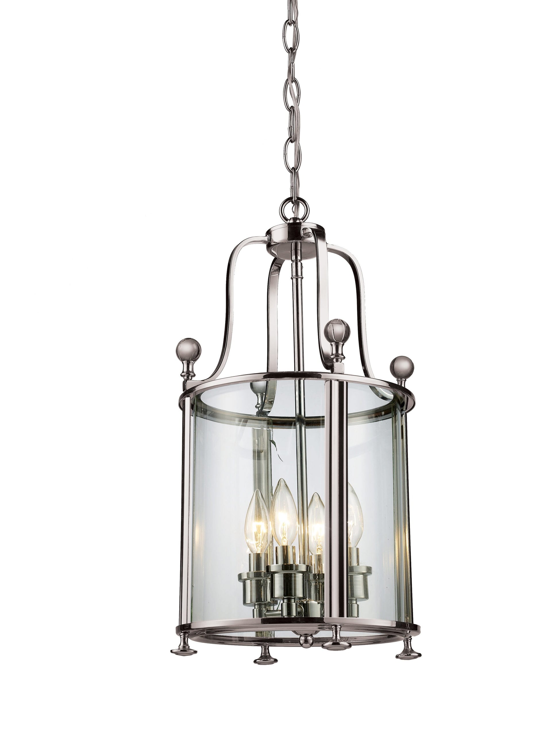 Z-Lite Wyndham 4 -Light Brushed Nickel Modern/contemporary Clear glass Drum Medium (10-22 inches) Hanging Pendant light