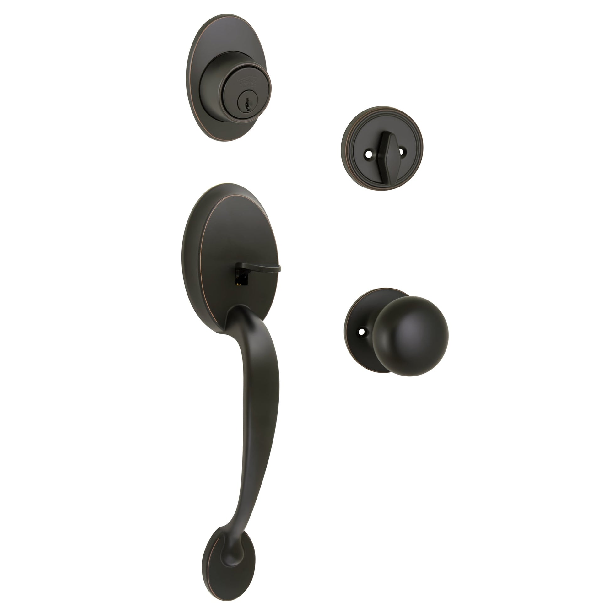 Design House Cambridge Oil Rubbed Bronze Keyed Entry Door Handleset with Accent Knob 753566