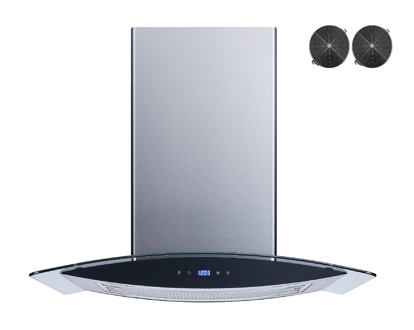 Winflo 30 inch Convertible 500-CFM Stainless Steel Island Range Hood with Charcoal Filter